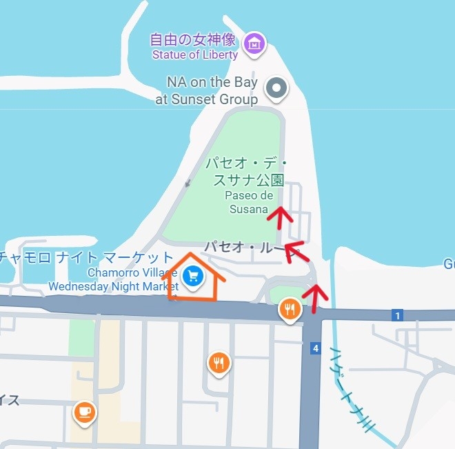 チャモロビレッジの裏の駐車場
