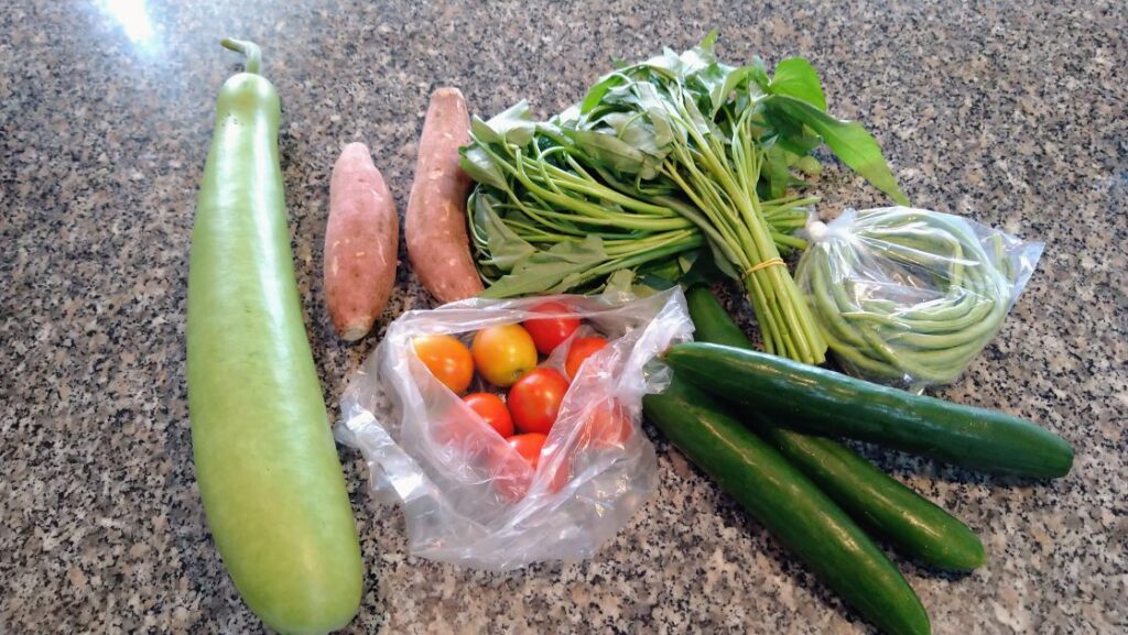 デデドの朝市で購入した野菜