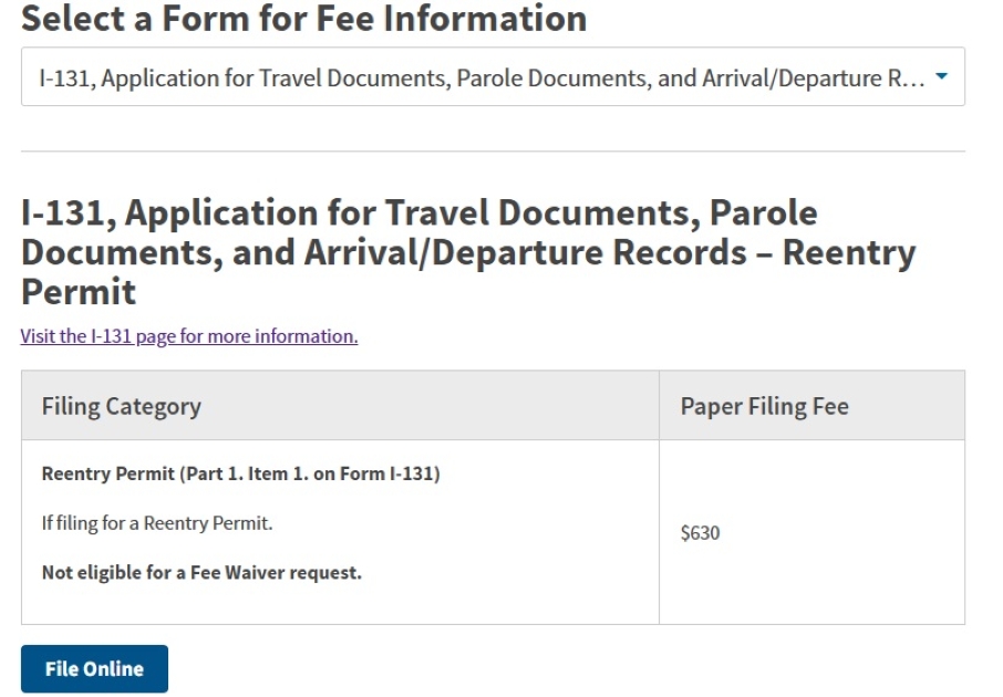 「I-131」の申請料